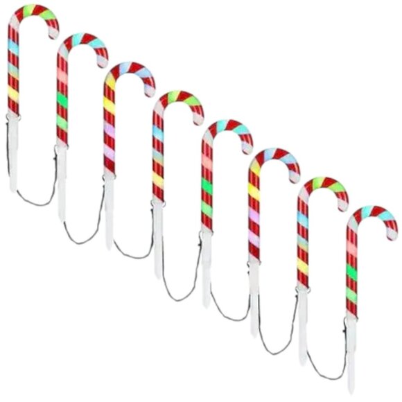 Gemmy Orchestra of Lights 8 Candy Cane Christmas Pathway Markers Color Changing - Picture 4 of 9